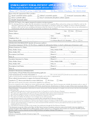 Patient Application for Pfizer Support Program