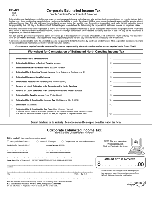 North Carolina Corporate Estimated Income Tax Form CD-429