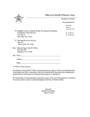 North Carolina Concealed Handgun Permit Mental Health Inquiry