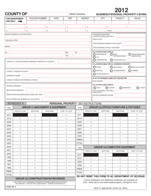 North Carolina Business Personal Property Listing