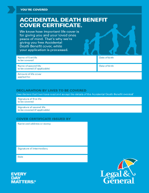 Accidental Death Benefit Cover Certificate