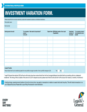 International Portfolio Bond Investment Variation Form