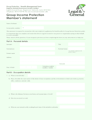 Group Income Protection Member’s Statement