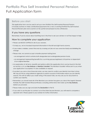 Portfolio Plus Self Invested Personal Pension Application