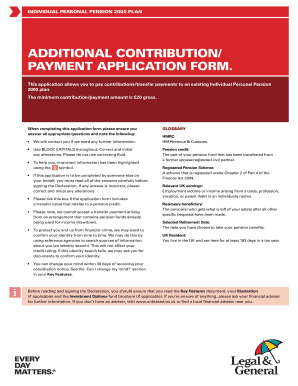 Individual Personal Pension 2000 Plan Application Form