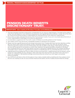 Pension Death Benefits Discretionary Trust Form