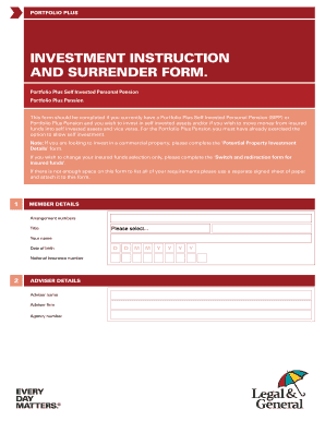 Portfolio Plus Investment Instruction and Surrender Form