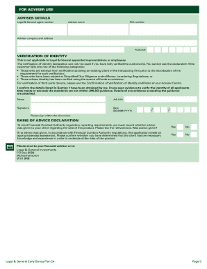 Legal & General Early Bonus Plan 24 Application Form