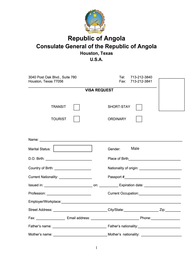 Angola Visa Fill Out Sign Online DocHub