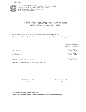 Visa for Minors Parental Consent Form