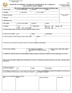 Tajikistan Visa Application Form 122