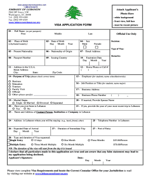 Lebanon Visa Application Form