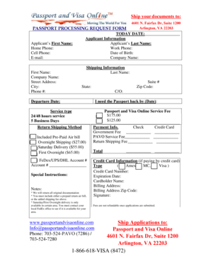 Passport Processing Request Form