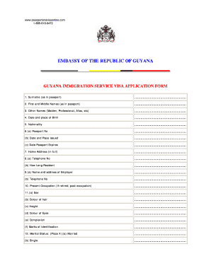 Guyana Immigration Service Visa Application Form