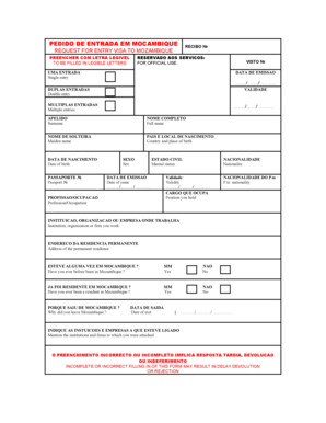 Request for Entry Visa to Mozambique