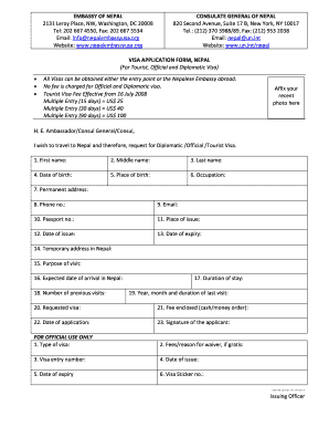 Nepal Visa Application Form