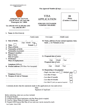 Vietnam Visa Application Form