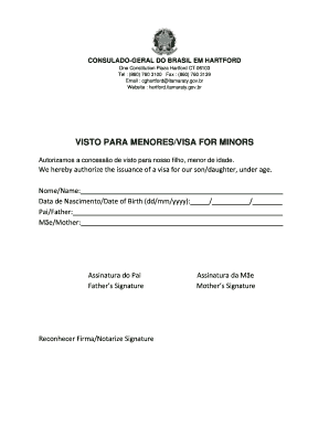 Visa for Minors Authorization Form