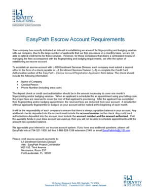 EasyPath Escrow Account Registration Application