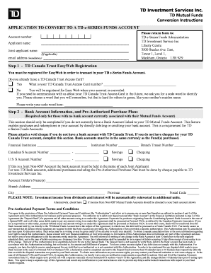 TD Mutual Funds Conversion Application