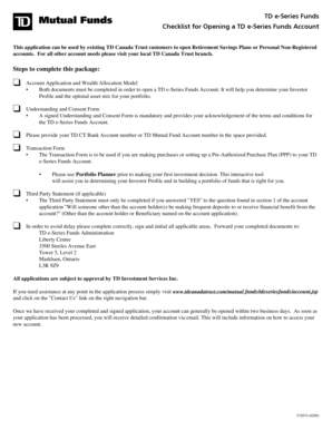TD e-Series Funds Account Application