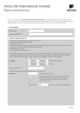 Aviva Regular Withdrawal Form