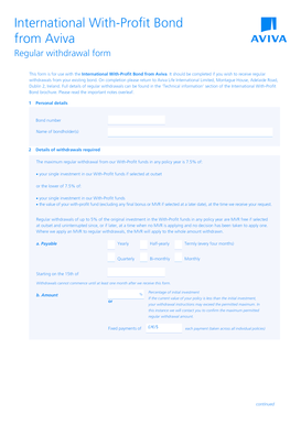 Aviva International With-Profit Bond Withdrawal Form