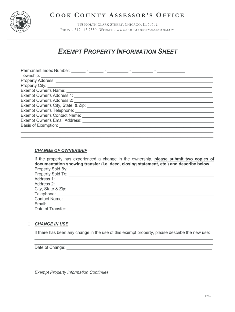 Cook Exempt Information Sheet - Fill Online, Printable, Fillable 