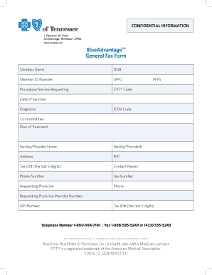 BlueAdvantageSM General Fax Form