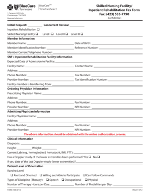 BlueCareSM Skilled Nursing Facility Fax Form