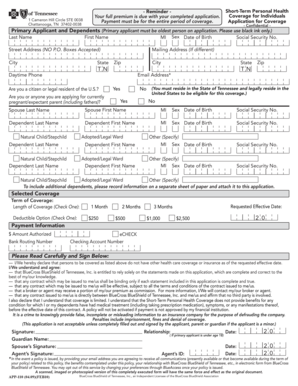 Short-Term Personal Health Coverage Application