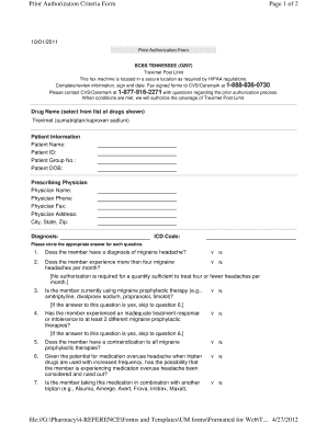 BCBS Tennessee Treximet Prior Authorization Form