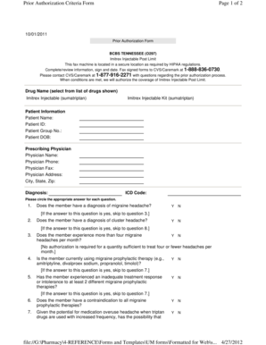 Imitrex Injectable Prior Authorization Form