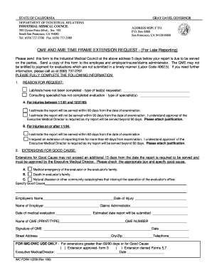 California QME Time Frame Extension Request