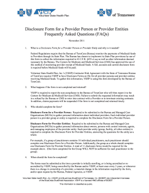 Tennessee Provider Disclosure Form
