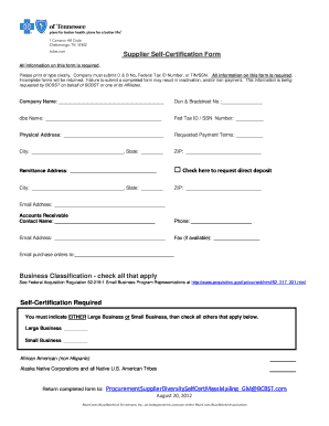 Supplier Self-Certification Form