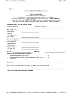 Glucose Monitoring Supplies Prior Authorization Form