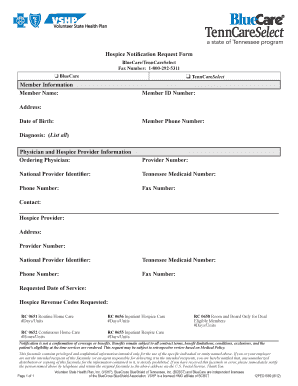 Hospice Notification Request Form