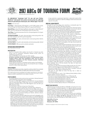 2013 ABCs of Touring Form