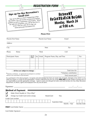 Rye Recreation Registration Form
