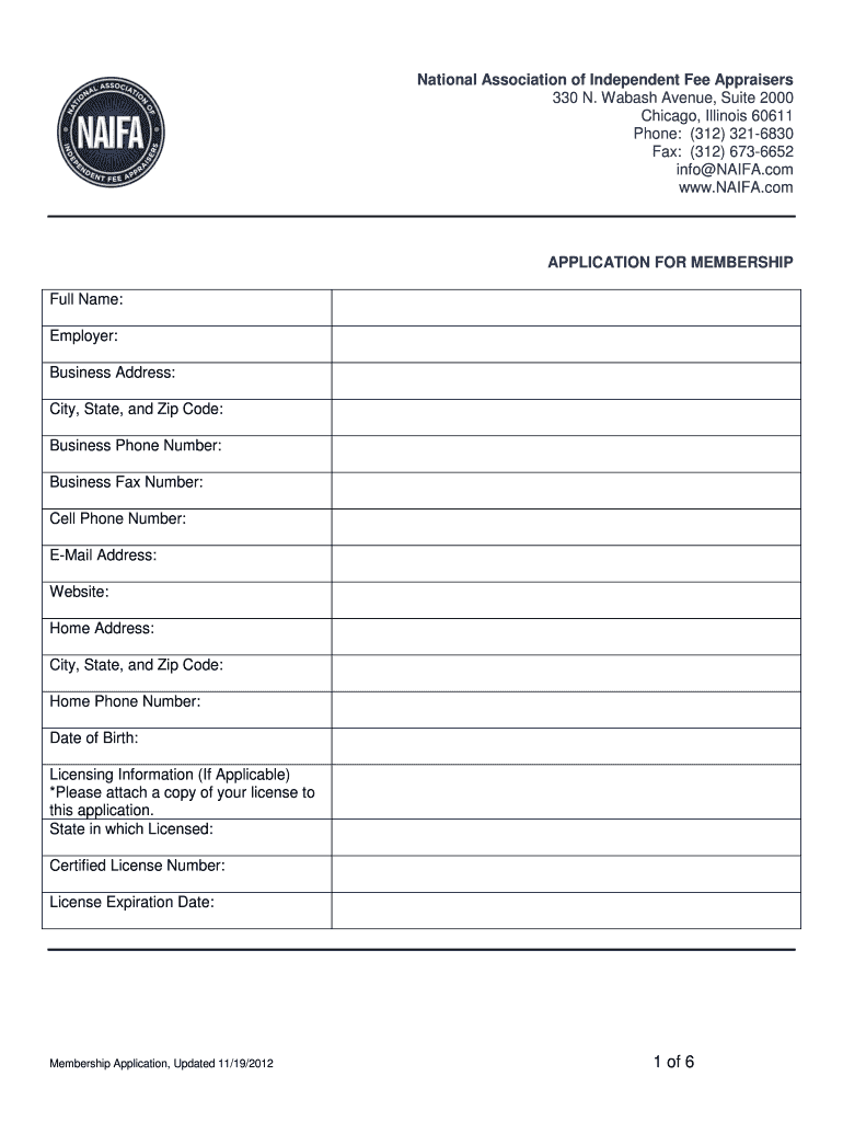 Fillable Online Printable Membership Application - National Association of ... Fax Email Print ...