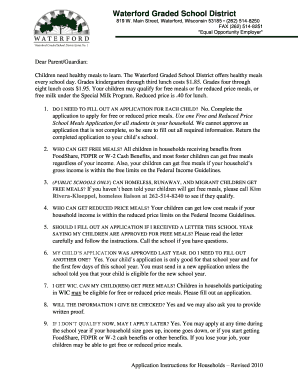 Free and Reduced Price School Meals Application