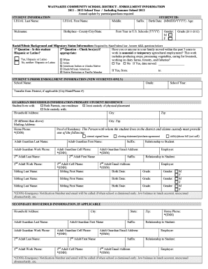 Waunakee Community School District Enrollment Form
