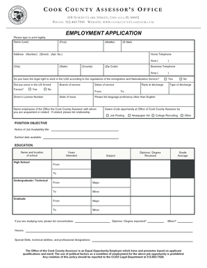 Cook County Assessor Employment Application