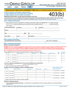 403(b) Salary Reduction Agreement Form