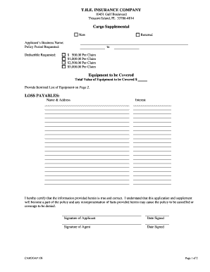 Cargo Insurance Application Form
