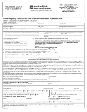 Routine Pregnancy Claim Form