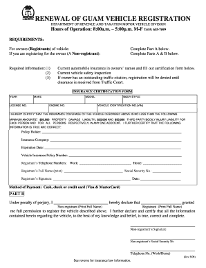 Guam Vehicle Registration Renewal Form