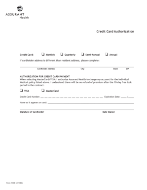 Credit Card Authorization Form