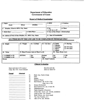Government of Guam Medical Examination Report